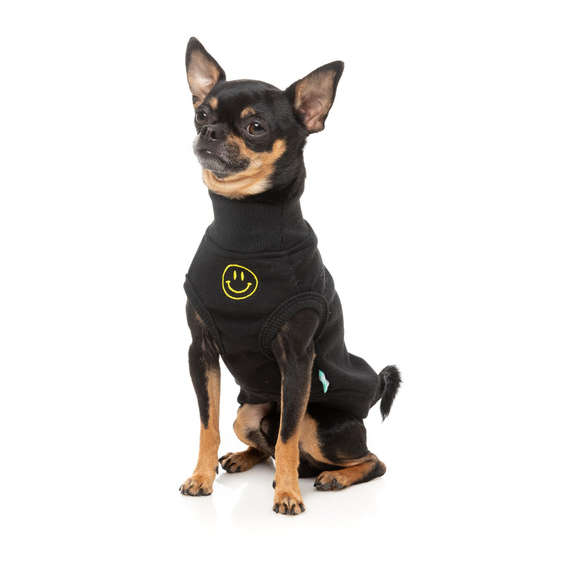 FuzzYard Dog Apparel Smiley Sweater Black Size 3 ^+^-Habitat Pet Supplies