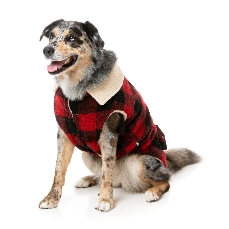 FuzzYard Dog Apparel The Lumberjack Vest Red and Black Size 6