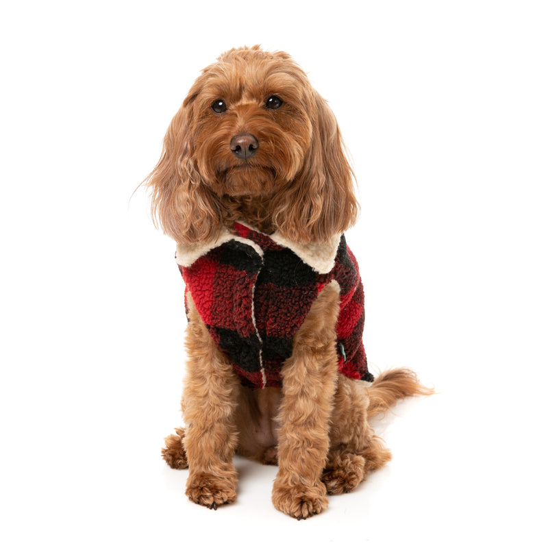 FuzzYard Dog Apparel The Lumberjack Vest Red and Black Size 7