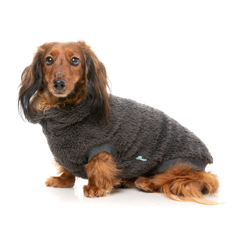 FuzzYard Dog Apparel Turtle Teddy Sweater Carbon Black Size 1