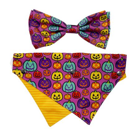FuzzYard Halloween Bandana and Bow Tie Set Oh My Ghourd! For Medium to Large Size Dogs***
