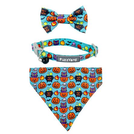 FuzzYard Halloween Cat Bow Tie Collar and Bandana Set 3 Pack***