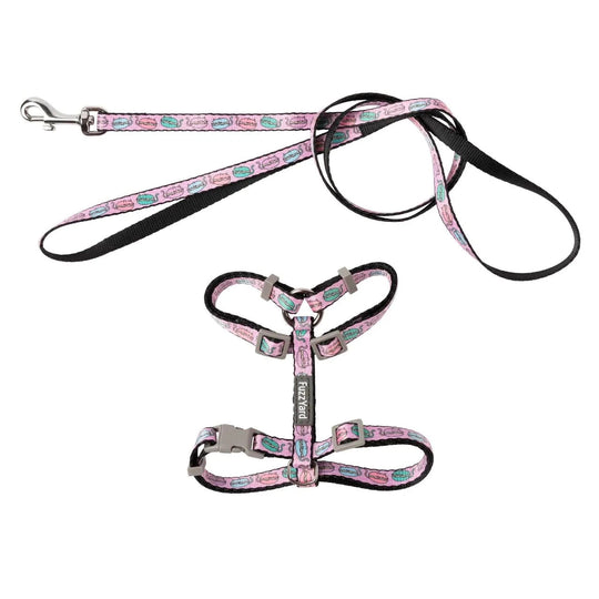 FuzzYard Meowcarons Cat Harness and Lead Walking Set