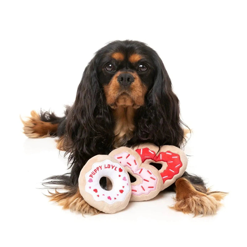 FuzzYard Valentines Day I Heart Donuts Plush Dog Toy 3 Pack