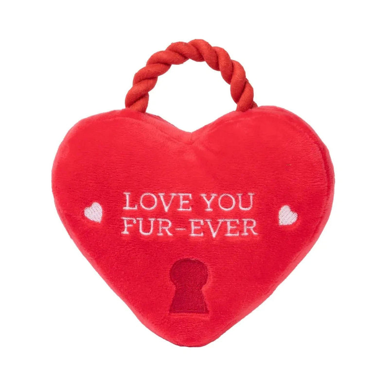 FuzzYard Valentines Day Love You Fur-Ever Lock Plush Dog Toy-Habitat Pet Supplies
