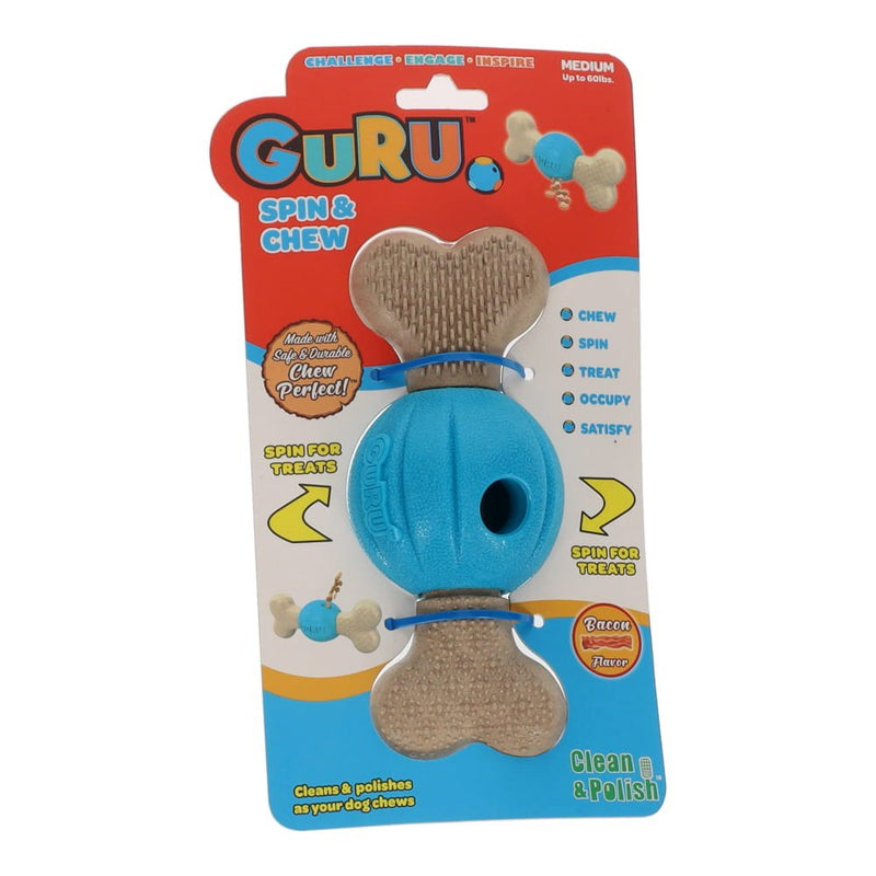 GURU Spin and Chew Treat Chew Bacon Scented Dog Enrichment Toy Medium-Habitat Pet Supplies