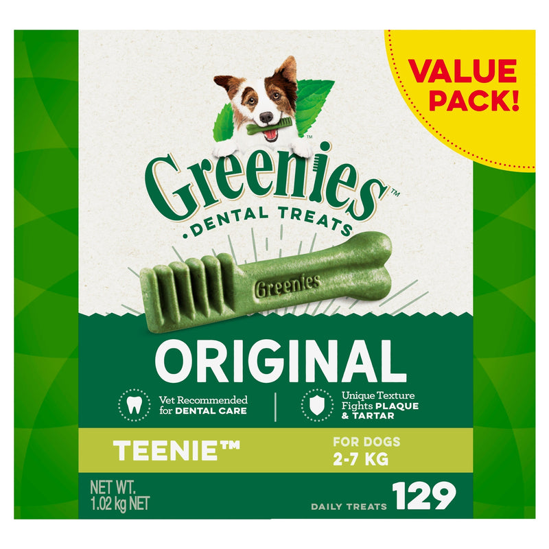 Greenies Dog Original Dental Treats for Teenie Dogs Value Pack 1kg