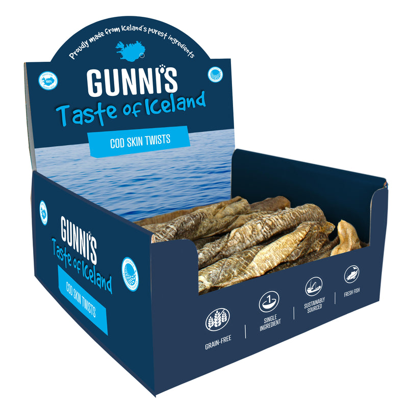 Gunnis Taste of Iceland Cod Skin Twists 8 Inch Dog Treats 1 Pack