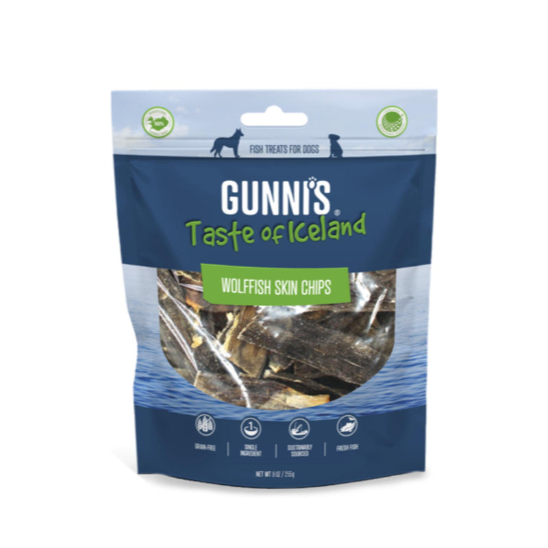 Gunnis Taste of Iceland Wolffish Skin Chips Dog Treats 225g-Habitat Pet Supplies