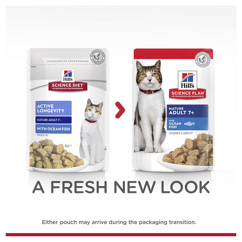 Hills Science Diet Adult 7+ Active Longevity Mature Ocean Fish Cat Food Pouches 85g