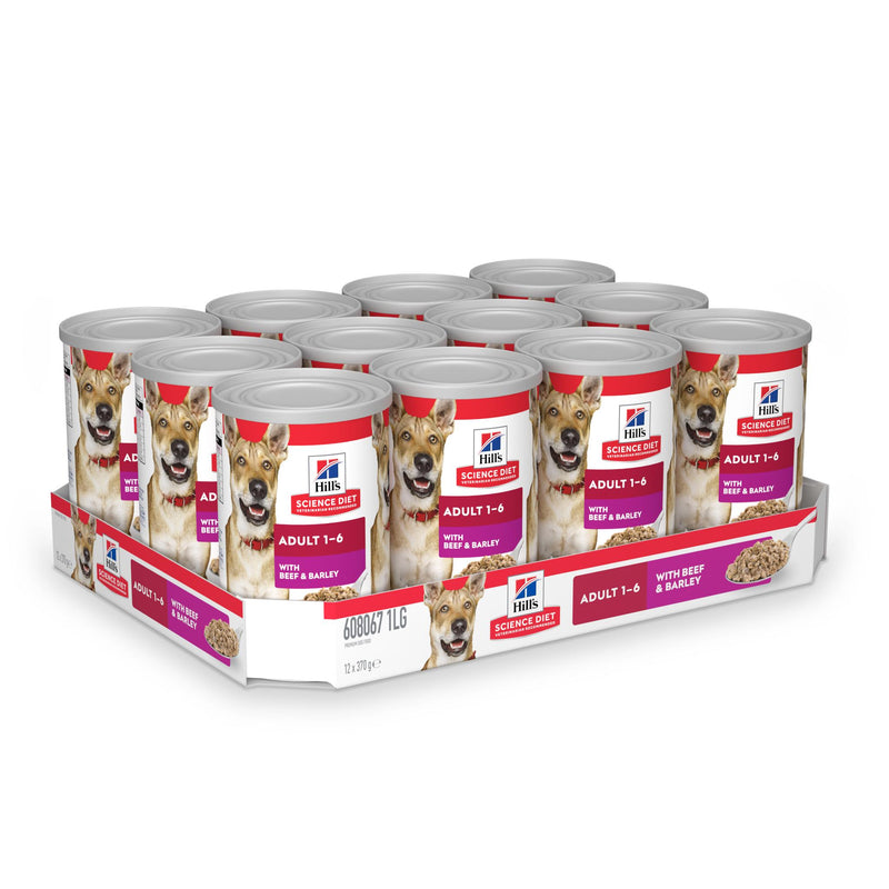 Hills Science Diet Adult Beef and Barley Canned Dog Food 363g x 12