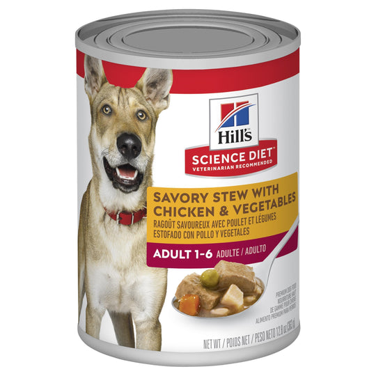 Hills Science Diet Adult Savoury Stew Chicken and Vegetables Canned Dog Food 363g