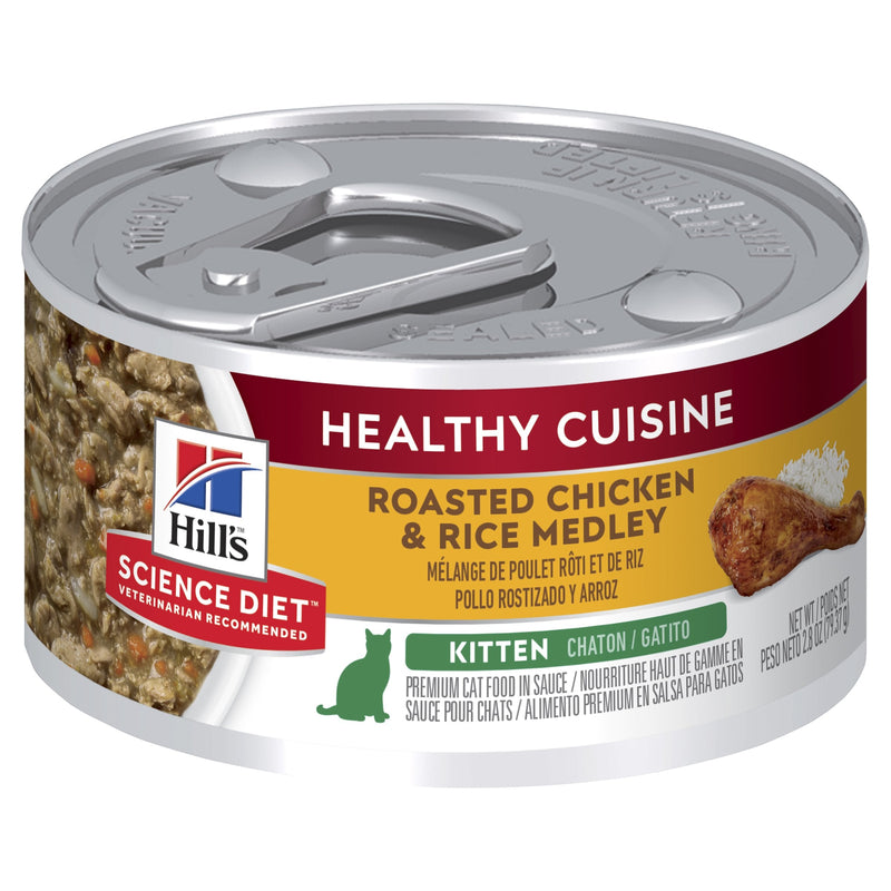 Hills Science Diet Kitten Healthy Cuisine Chicken and Rice Medley Canned Cat Food 79g x 24 (+_+)