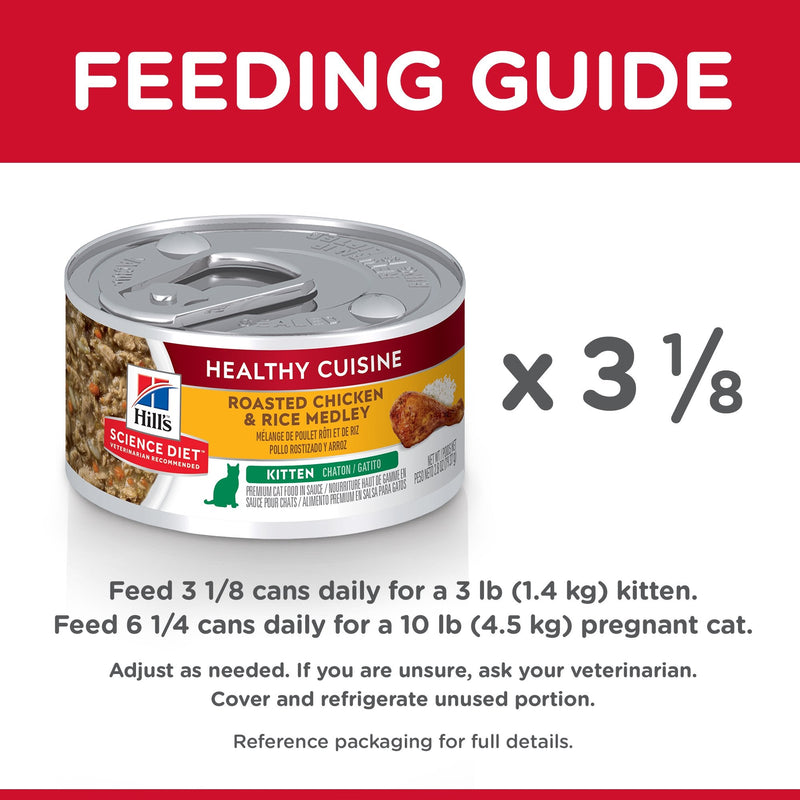 Hills Science Diet Kitten Healthy Cuisine Chicken and Rice Medley Canned Cat Food 79g x 24 (+_+)