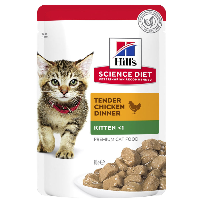 Hills Science Diet Kitten Healthy Development Chicken Cat Food Pouches 85g x 12