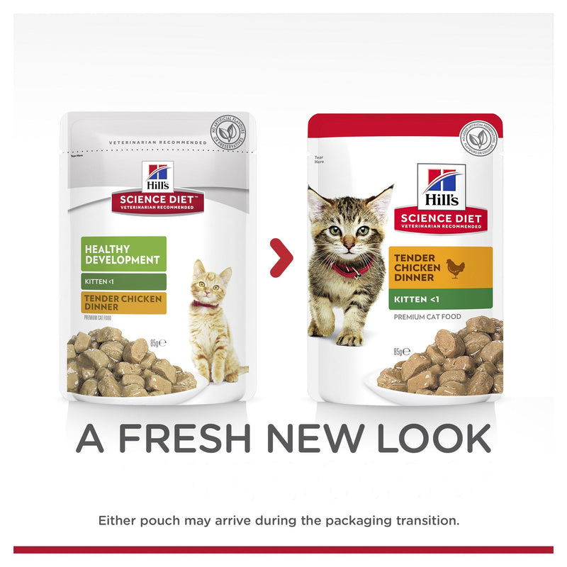 Hills Science Diet Kitten Healthy Development Chicken Cat Food Pouches 85g x 12