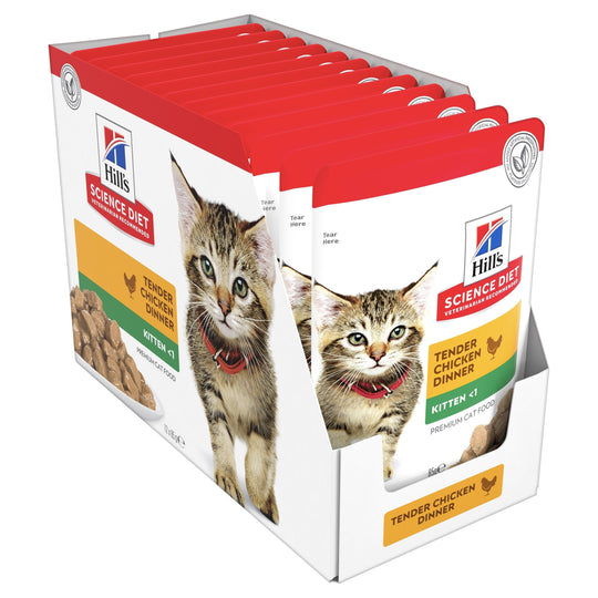 Hills Science Diet Kitten Healthy Development Chicken Cat Food Pouches 85g x 12