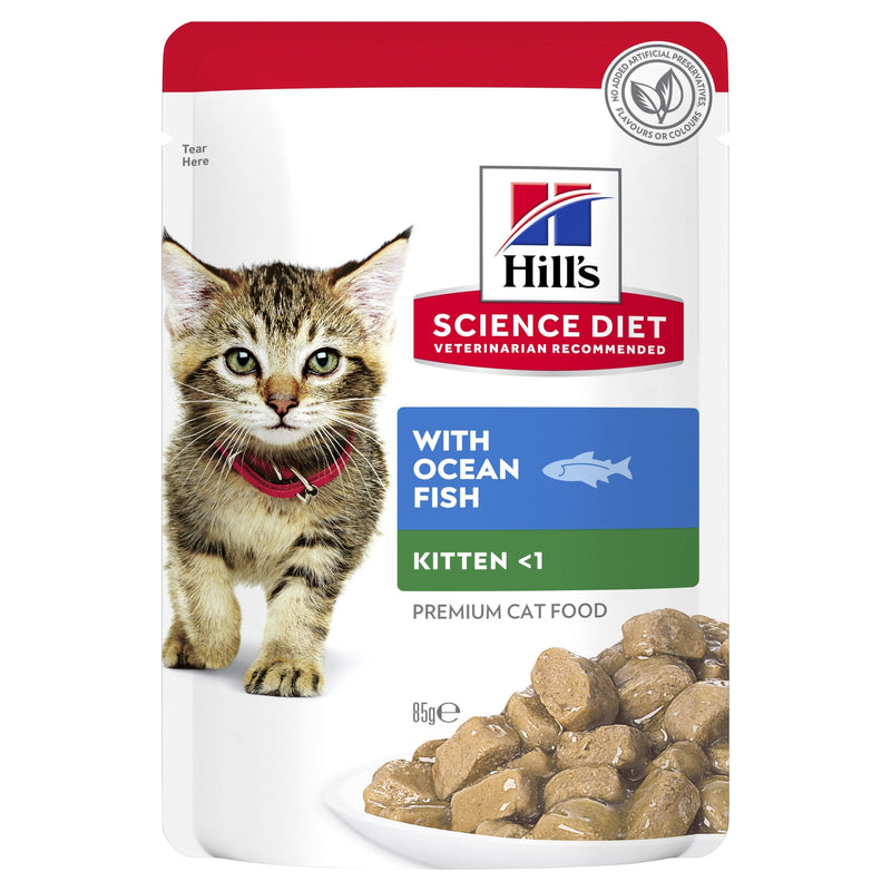 Hills Science Diet Kitten Healthy Development Ocean Fish Cat Food Pouches 85g x 12