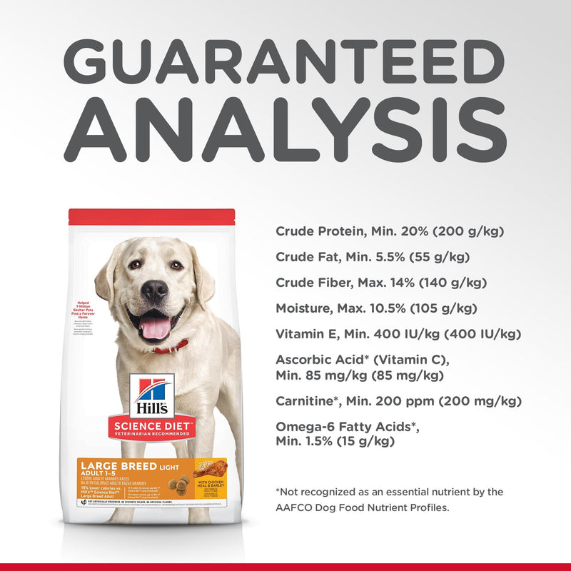 Hills Science Diet Large Breed Light Adult Dry Dog Food 12kg