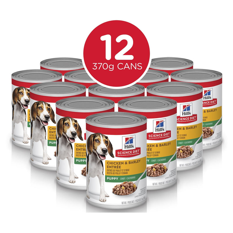 Hills Science Diet Puppy Chicken and Barley Entree Canned Dog Food 370g x 12 (+_+)