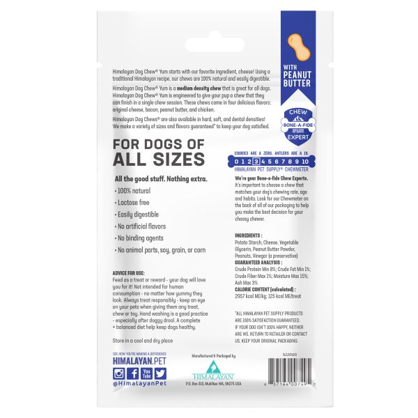 Himalayan Pet Supply Yaky Chew Yum Peanut Butter Dog Treat (+_+)