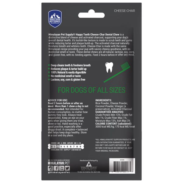 Himalayan Pet Supply Yaky Happy Teeth Charcoal Dog Treat Large