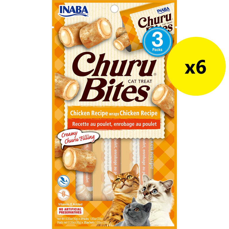 Inaba Churu Bites Chicken Wraps Cat Treats 30g x 6 (+_+)-Habitat Pet Supplies