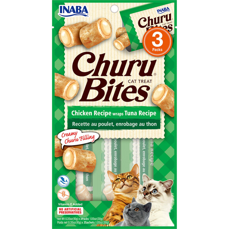 Inaba Churu Bites Chicken Wraps with Tuna Cat Treats 30g x 6 (+_+)