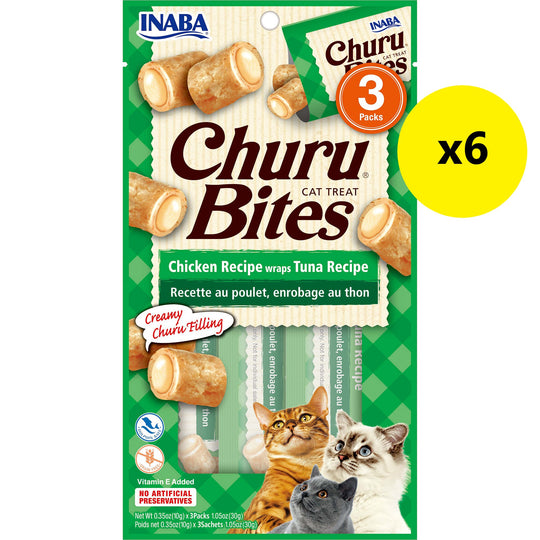 Inaba Churu Bites Chicken Wraps with Tuna Cat Treats 30g x 6