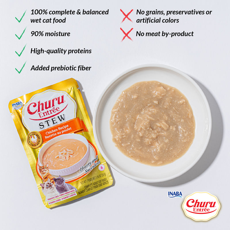 Inaba Churu Entrée Stew Complete and Balanced Cat Food Chicken Recipe Pouch 50g