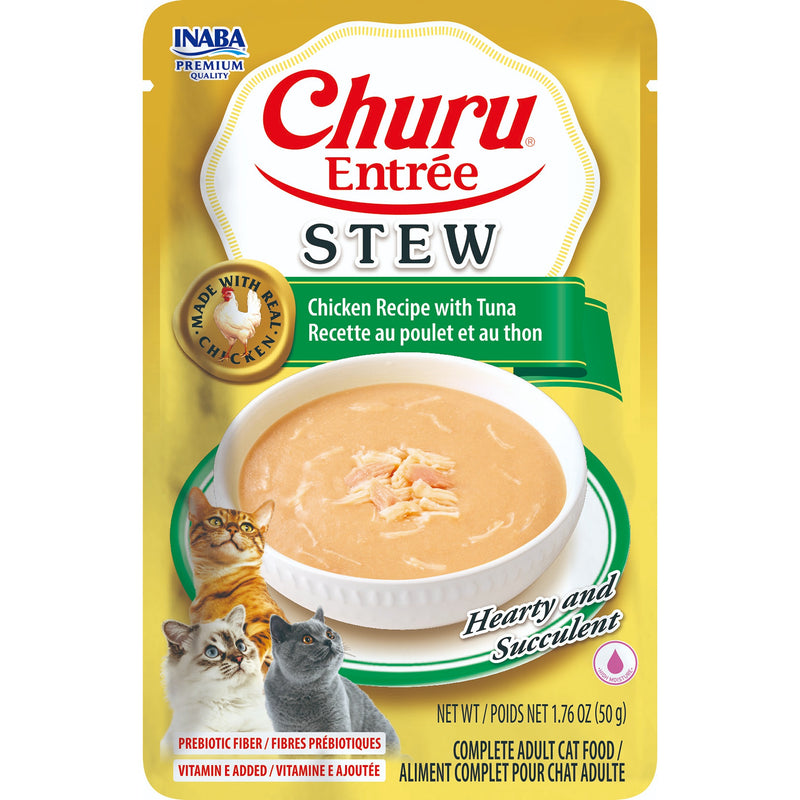 Inaba Churu Entrée Stew Complete and Balanced Cat Food Chicken Recipe with Tuna Pouch 50g x6-Habitat Pet Supplies