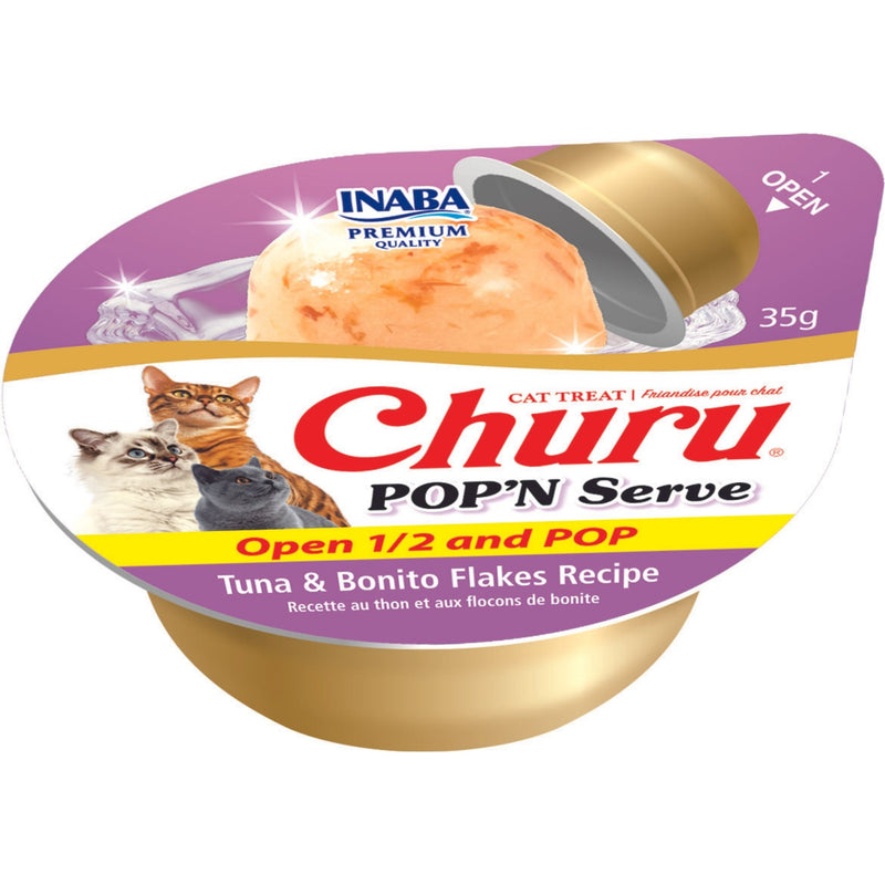 Inaba Churu Pop N Serve Tuna and Bonito Flakes Jelly Treat for Cats 2 Pack x4 :->>