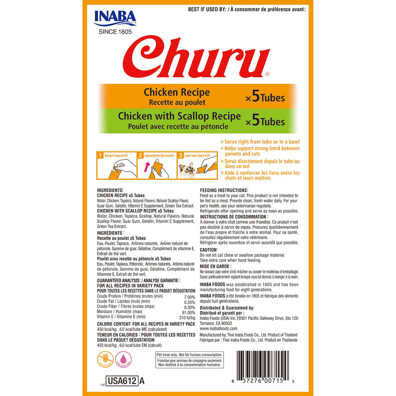Inaba Churu Puree Chicken Variety Pack Cat Treats 10 Pack :->>