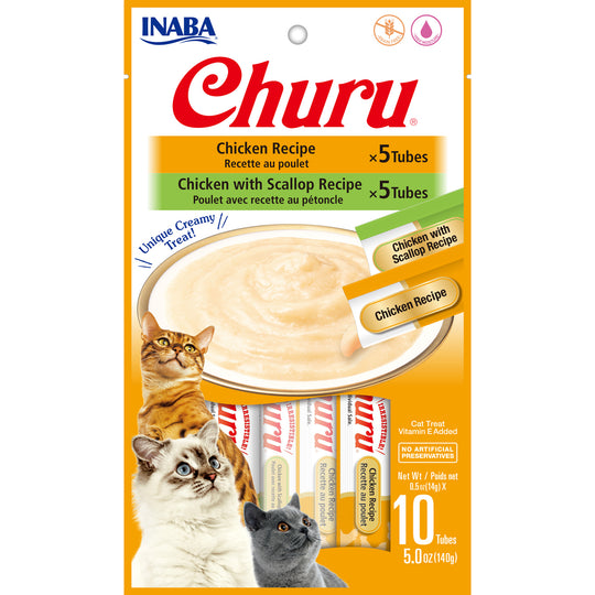 Inaba Churu Puree Chicken Variety Pack Cat Treats 10 Pack