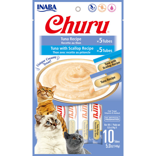 Inaba Churu Puree Tuna Variety Pack Cat Treats 10 Pack