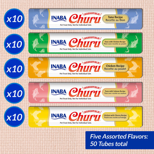Inaba Churu Puree Tuna and Chicken Variety Pack Cat Treats 14g x 50 :->>