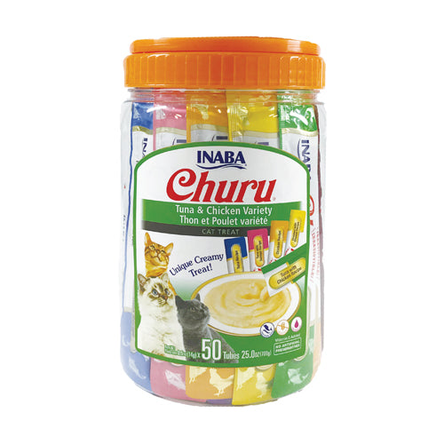 Inaba Churu Puree Tuna and Chicken Variety Pack Cat Treats 14g x 50 :->>-Habitat Pet Supplies
