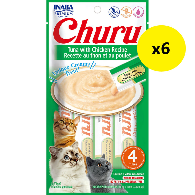 Inaba Churu Puree Tuna with Chicken Cat Treats 56g x 6 :->>-Habitat Pet Supplies