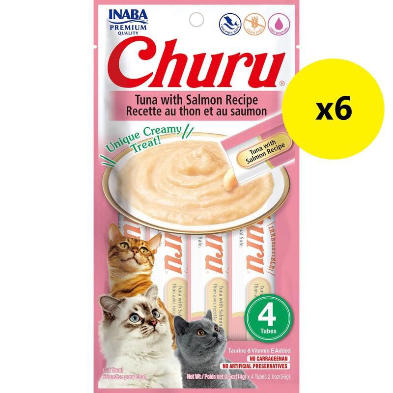 Inaba Churu Puree Tuna with Salmon Cat Treats 56g x 6 :->>-Habitat Pet Supplies