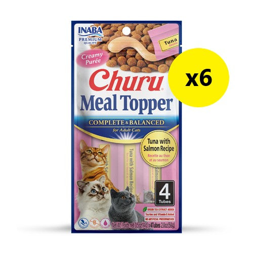 Inaba Churu Tuna and Salmon Meal Topper for Cats 4 Pack x6 (+_+)-Habitat Pet Supplies