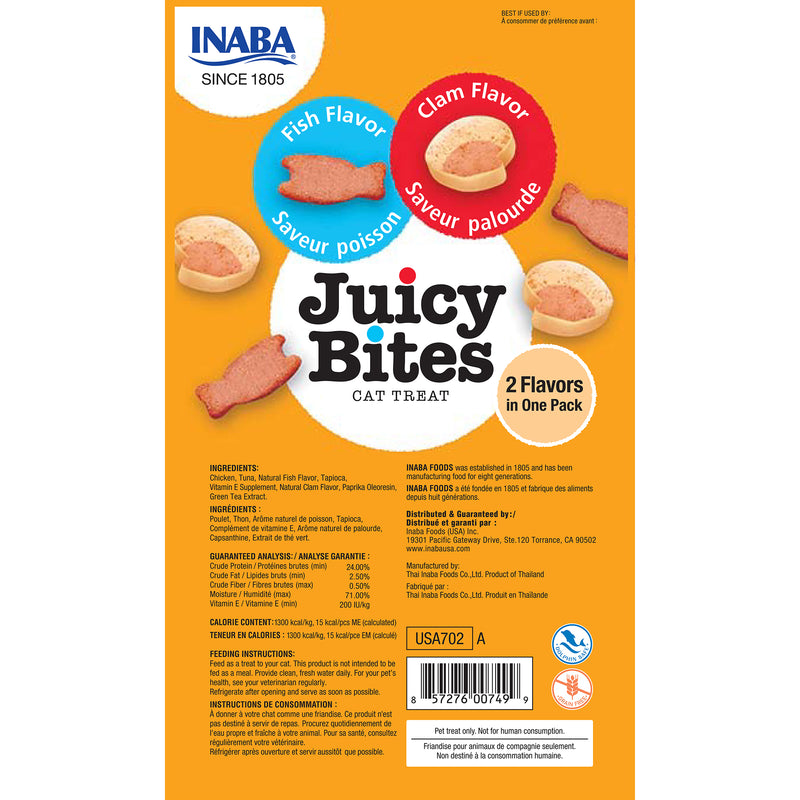 Inaba Juicy Bites Fish and Clam Soft Cat Treats 3 Pack x6 :->>