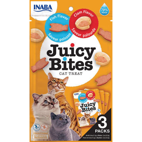 Inaba Juicy Bites Fish and Clam Soft Cat Treats 3 Pack