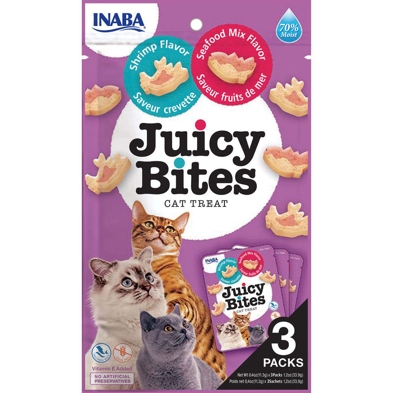 Inaba Juicy Bites Shrimp and Seafood Mix Cat Treats 34g x 6 :->>