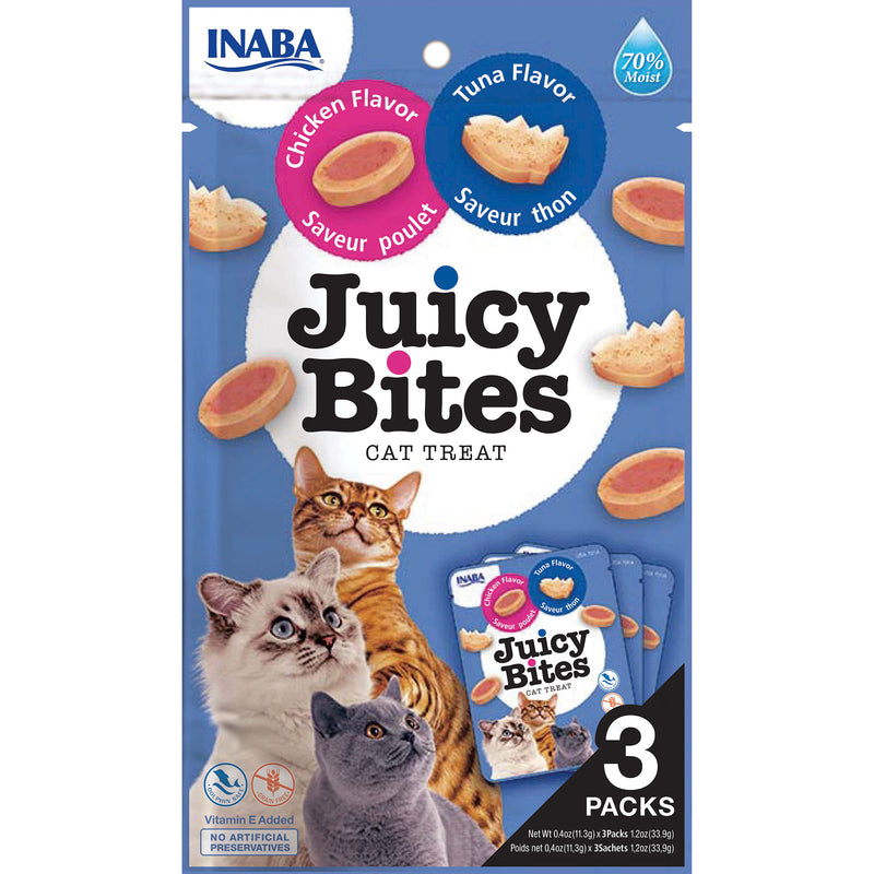 Inaba Juicy Bites Tuna and Chicken Cat Treats 34g x 6 :->>