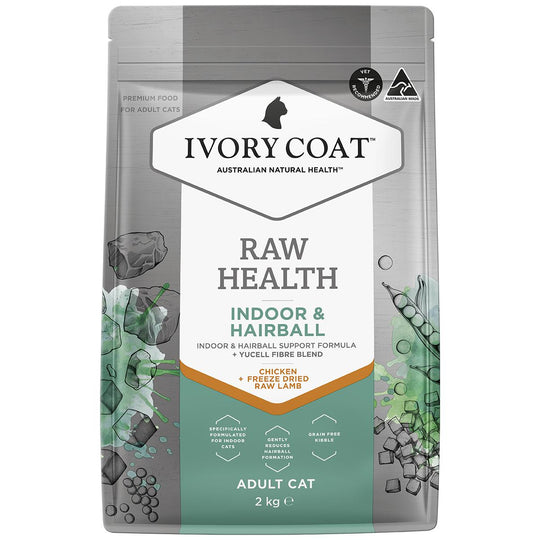 Ivory Coat Raw Health Adult Cat Indoor Dry Food with Freeze Dried Chicken Pieces 2kg