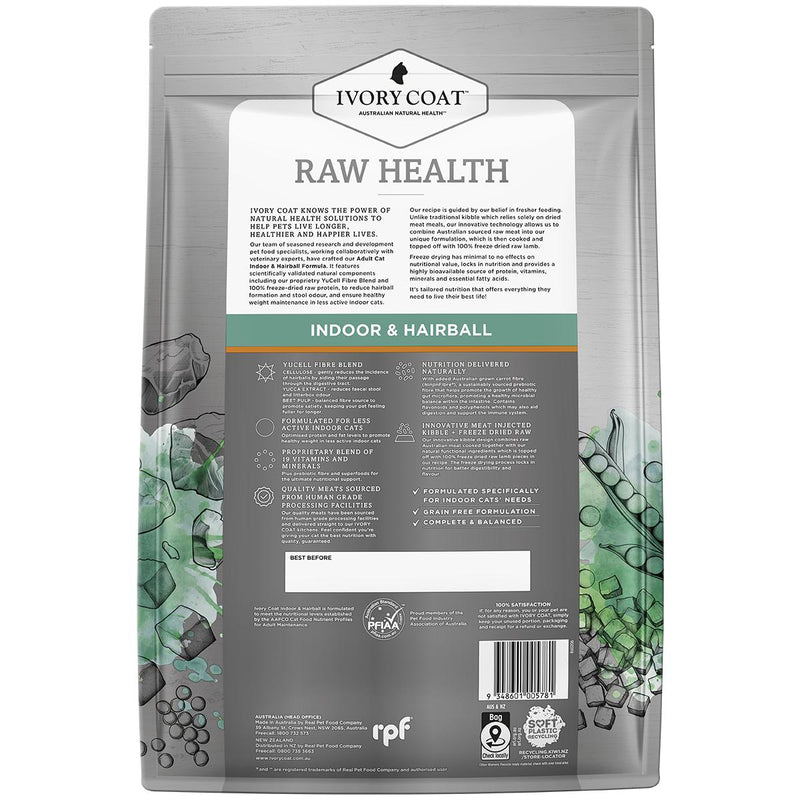 Ivory Coat Raw Health Adult Cat Indoor Dry Food with Freeze Dried Chicken Pieces 4kg :->>
