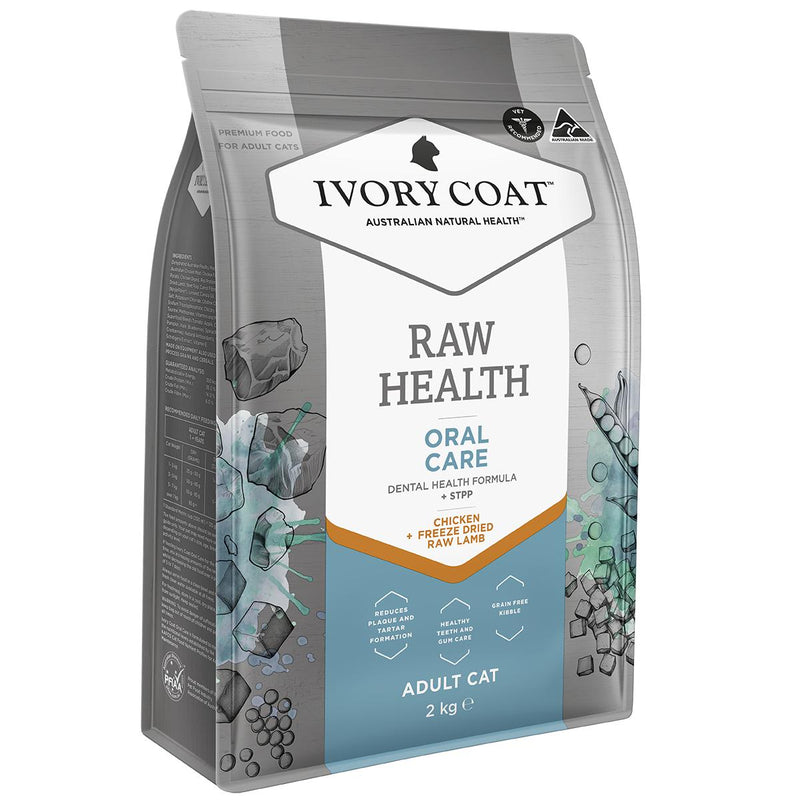 Ivory Coat Raw Health Adult Cat Oral Care Dry Food with Freeze Dried Chicken Pieces 2kg :->>