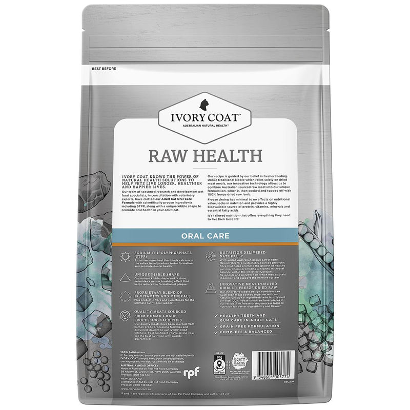 Ivory Coat Raw Health Adult Cat Oral Care Dry Food with Freeze Dried Chicken Pieces 2kg :->>