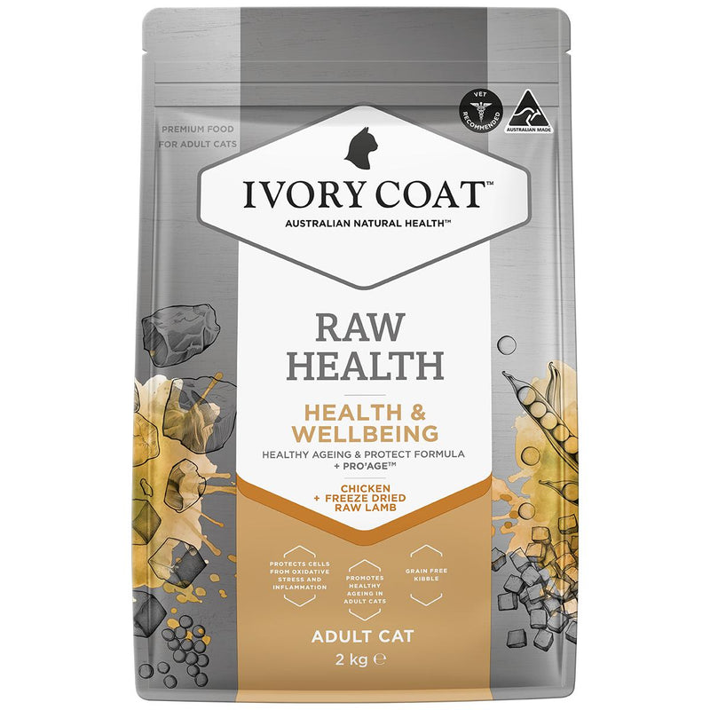 Ivory Coat Raw Health Adult Cat Vitality Dry Food with Freeze Dried Chicken Pieces 2kg :->>-Habitat Pet Supplies