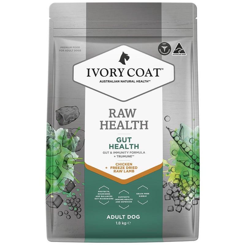 Ivory Coat Raw Health Adult Dog Gut Health Dry Food with Freeze Dried Chicken Pieces 1.8kg-Habitat Pet Supplies